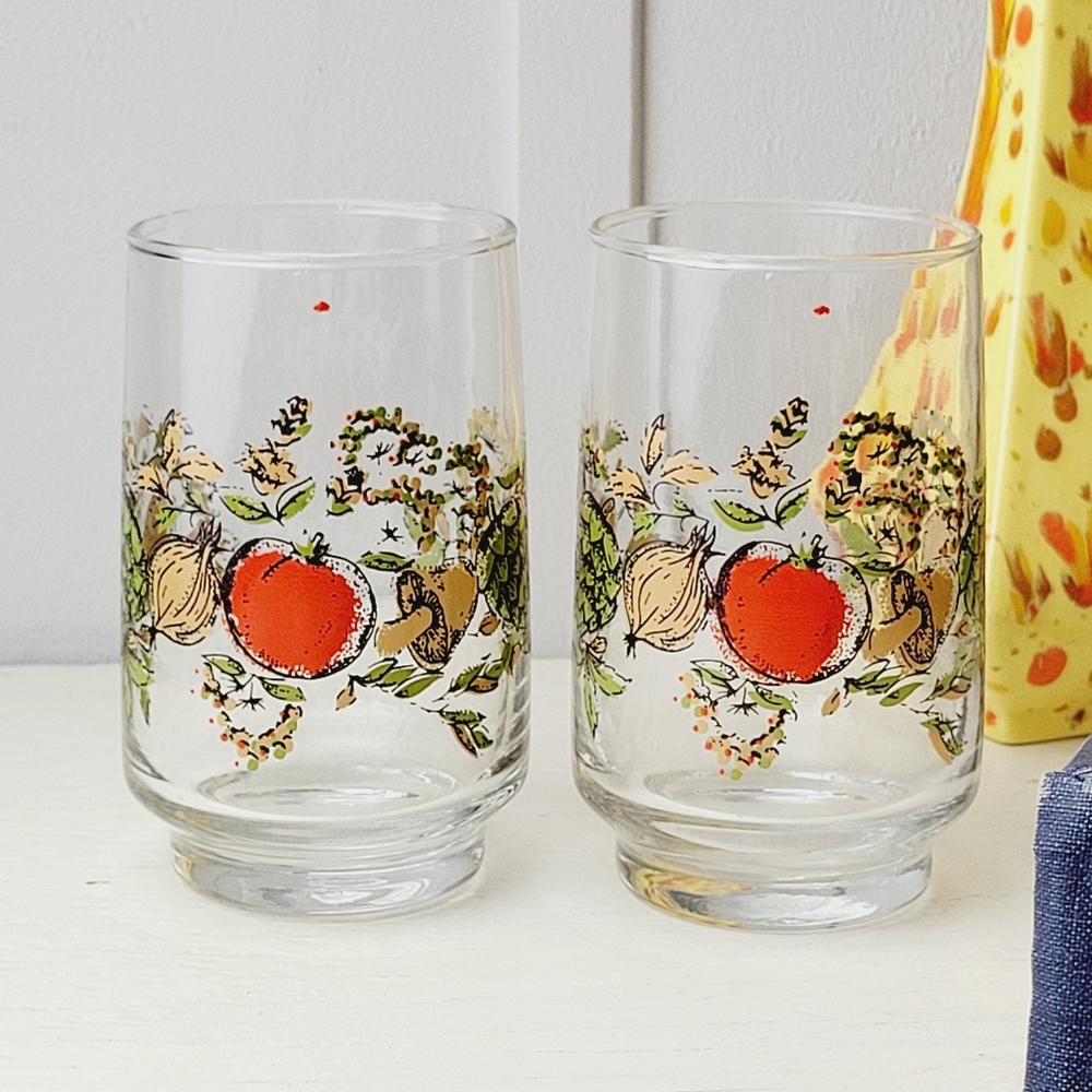 Vintage Harvest Festival Dominion Glass Juice Cups 6 ounce Set of 2